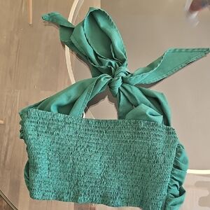 Cider Dark Green Smocked Top